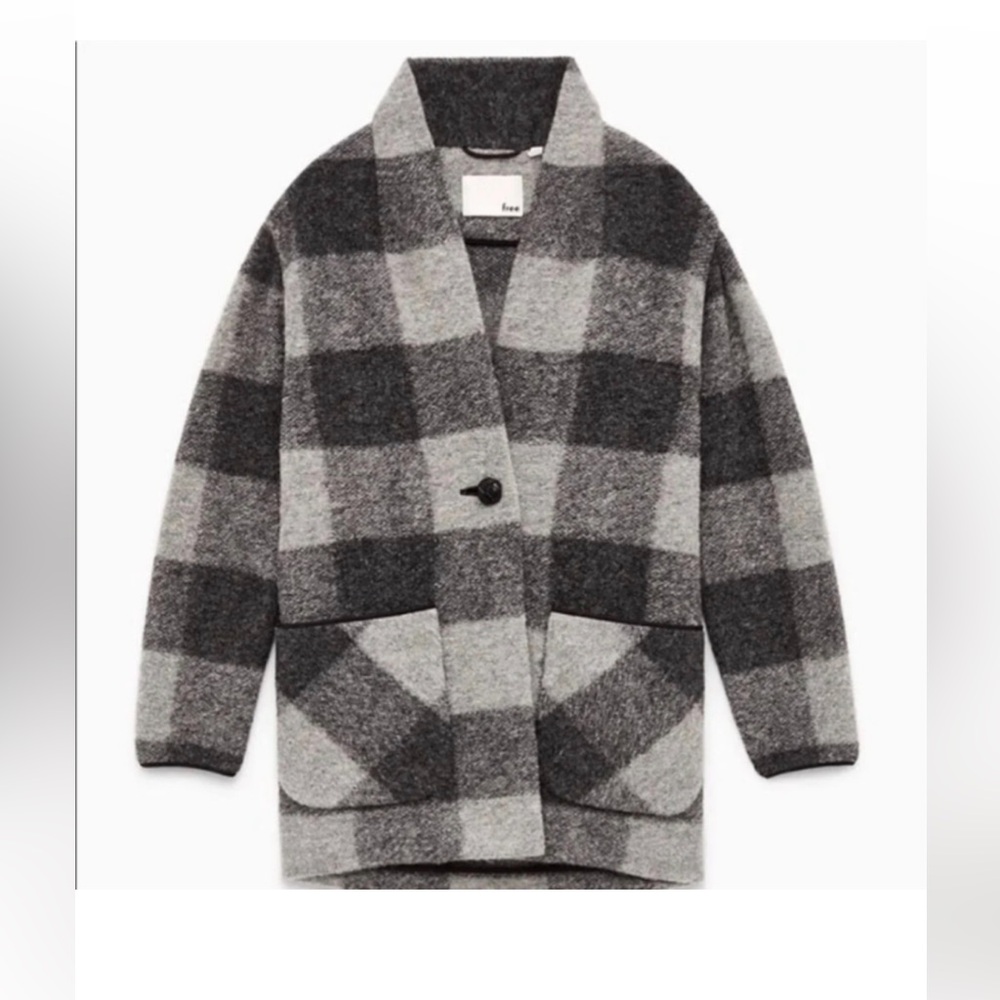 Aritzia Wilfred Free Off Duty Wool Jacket Gray Plaid flannel - Picture 1 of 9